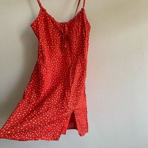 NWT red polka dot slit mini vintage inspired dress